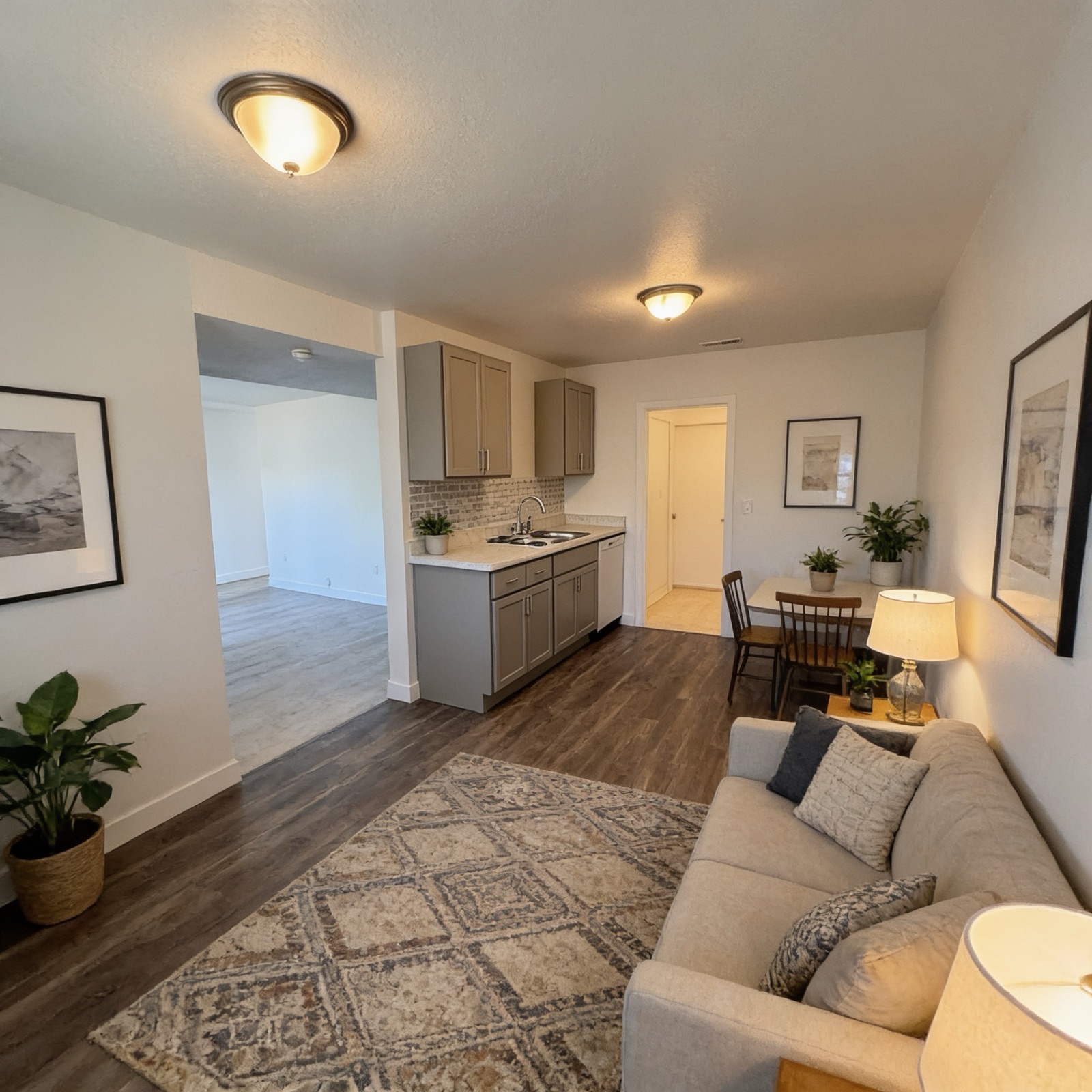 Living room and kitchen